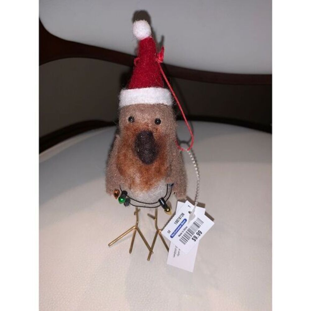 Wool Felt‎ Christmas Ornament Chick W Santa Hat Container Store New 7"